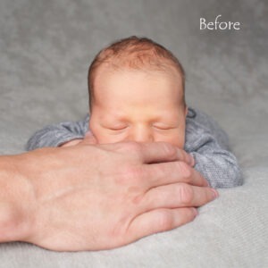 composite pose newborn baby safety hands edit grey Samphire Photography Sussex