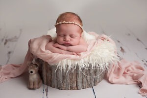 baby safety newborn girl portrait composite image needle felt Samphire Photography Horsham