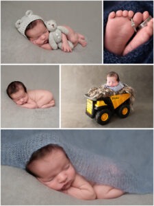 baby photographer Sussex experienced sleepy newborn boy blue knits layers tonka samphire photography