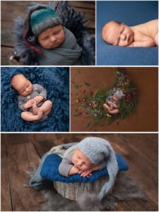 newborn portraits west sussex digital backdrop sleeping newborn blues knits wraps Samphire Photography Horsham
