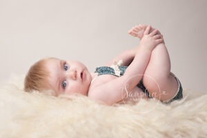 studio portrait milestone sitter session older baby photographer in Sussex Samphire Photography