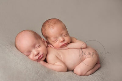 baby twins photographer Sussex newborn brothers asleep studio portrait Samphire Photography