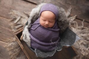 Baby Milestone Photographer West Sussex returning client cute newborn girl bonnet Samphire Photography