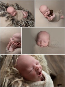 Horsham newborn photography baby boy asleep neutral natural browns Samphire Photography Sussex