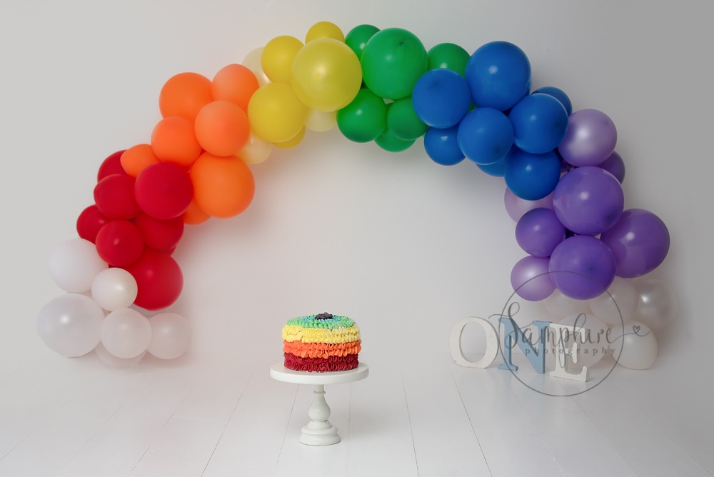 bright rainbow cake smash Samphire Photography Sussex