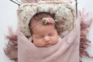 newborn baby shoot studio portrait pink floral