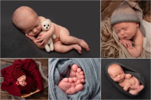 collection of studio photographs of newborn baby boy