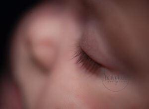 close up of newborn baby eyelashes