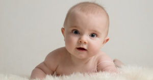 baby portrait by Samphire Photography being used to demonstrate if all Babies born with Blue eyes