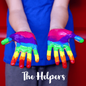 rainbow painted hands