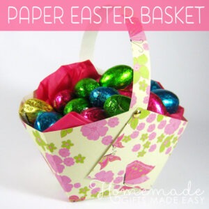 paper Easter basket with eggs
