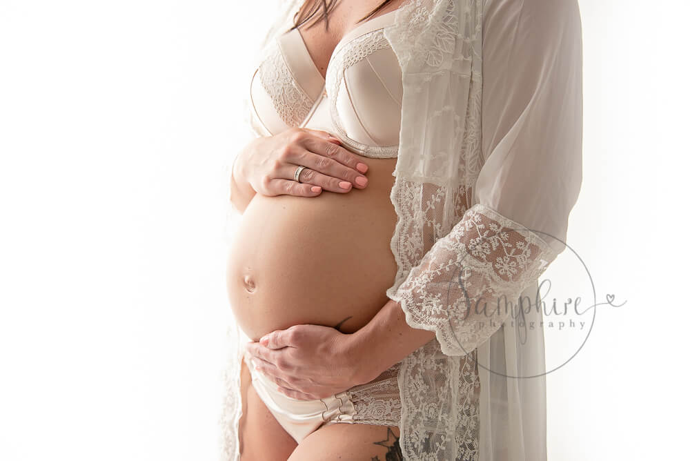 Maternity portrait showing beautiful bump in West Sussex
