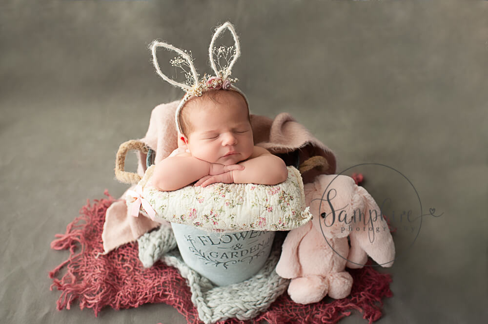 cute baby girl pink portrait by Horsham photographer