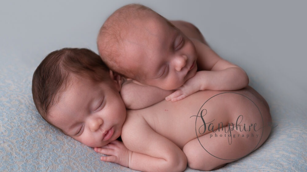 baby twins portrait by newborn photographer Dorking