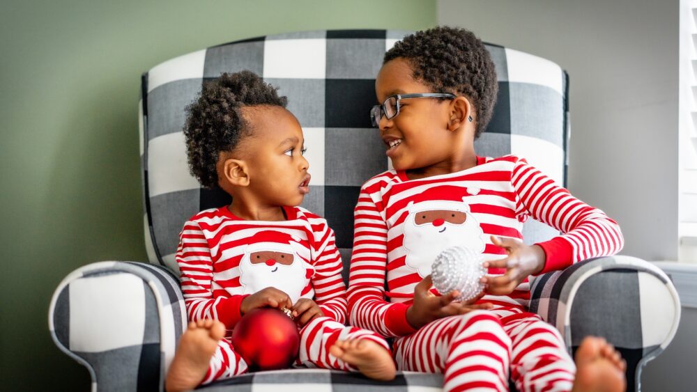 brothers in Christmas pyjamas tips for taking great Christmas photos