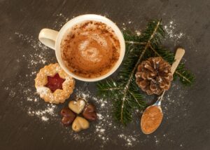 styled Christmas food photo of hot chocolate