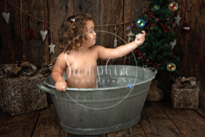 Christmas splash in tin bath